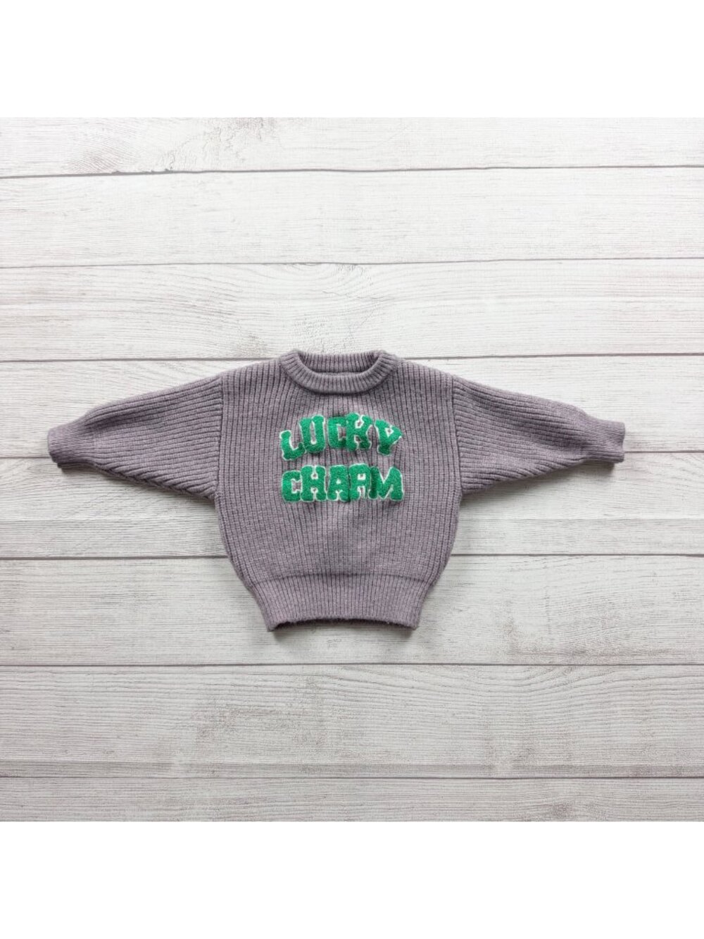Spearmint LOVE Lucky Charm Baby Sweater Knit 100% Wool 0-6 Months